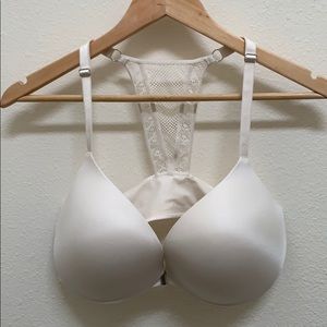 White Push up Lace Back Bra